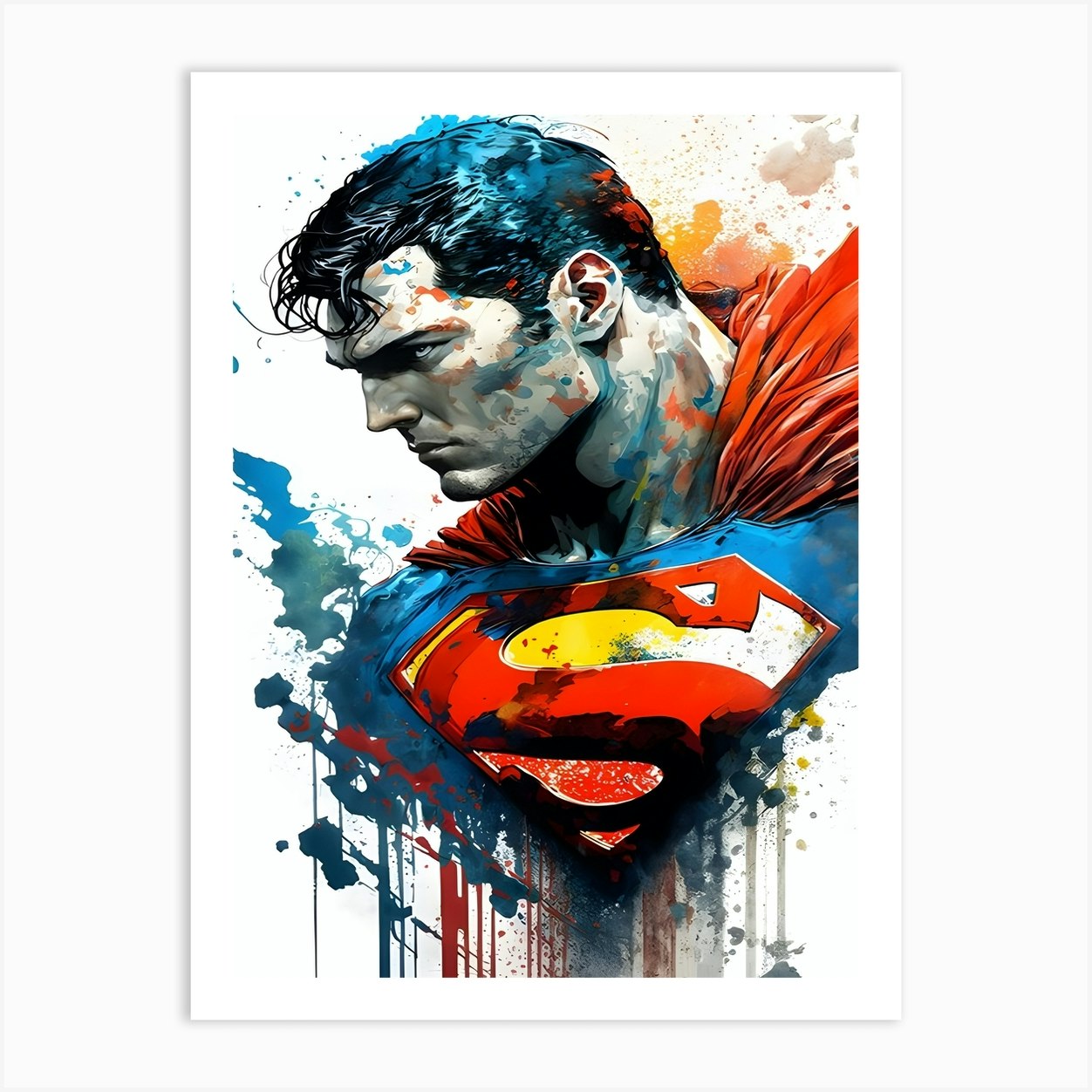 Superhero Superman Art Print by KunStudio Fy