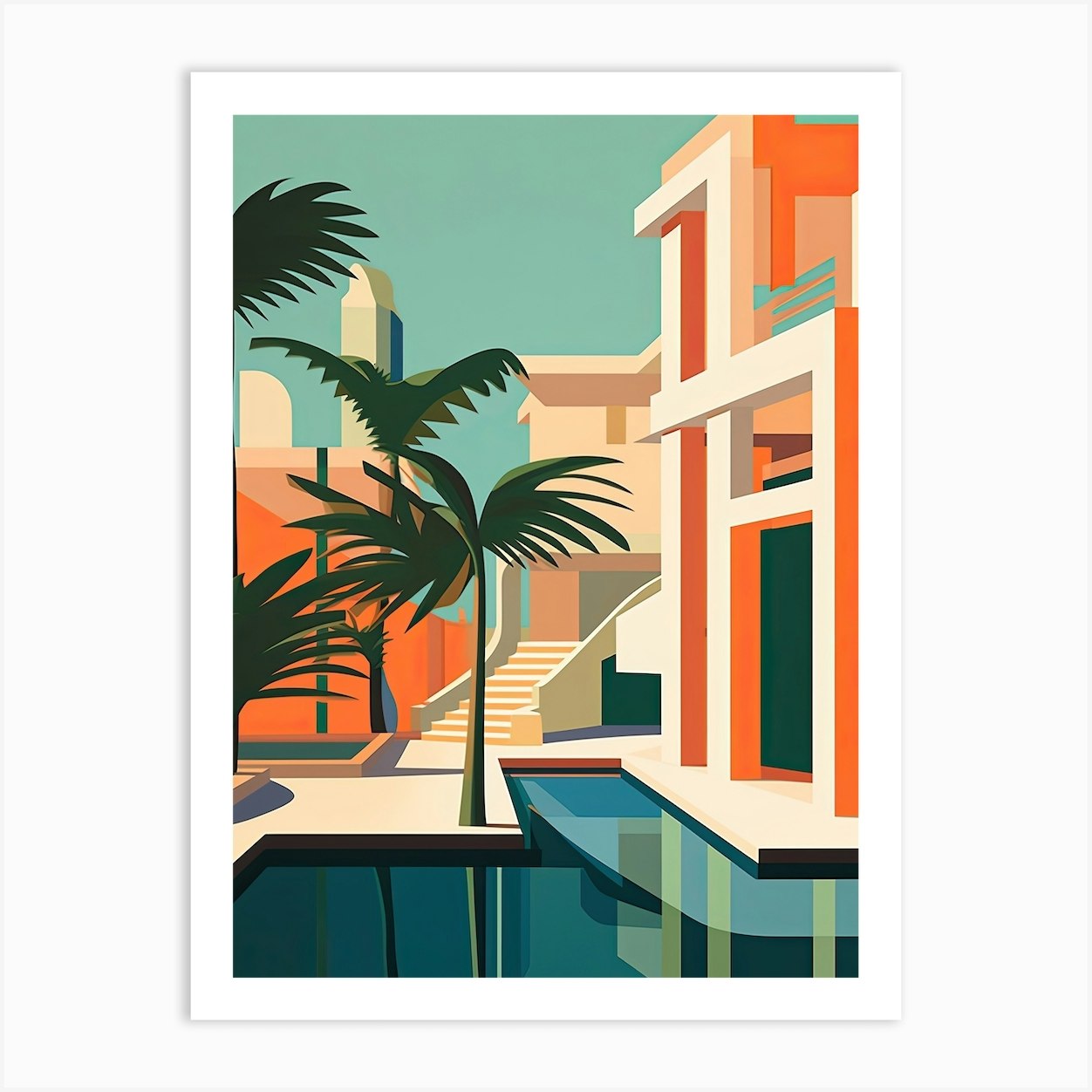 Cancun, Mexico, Bold Outlines 1 Art Print by Dreamy Seasons Art - Fy