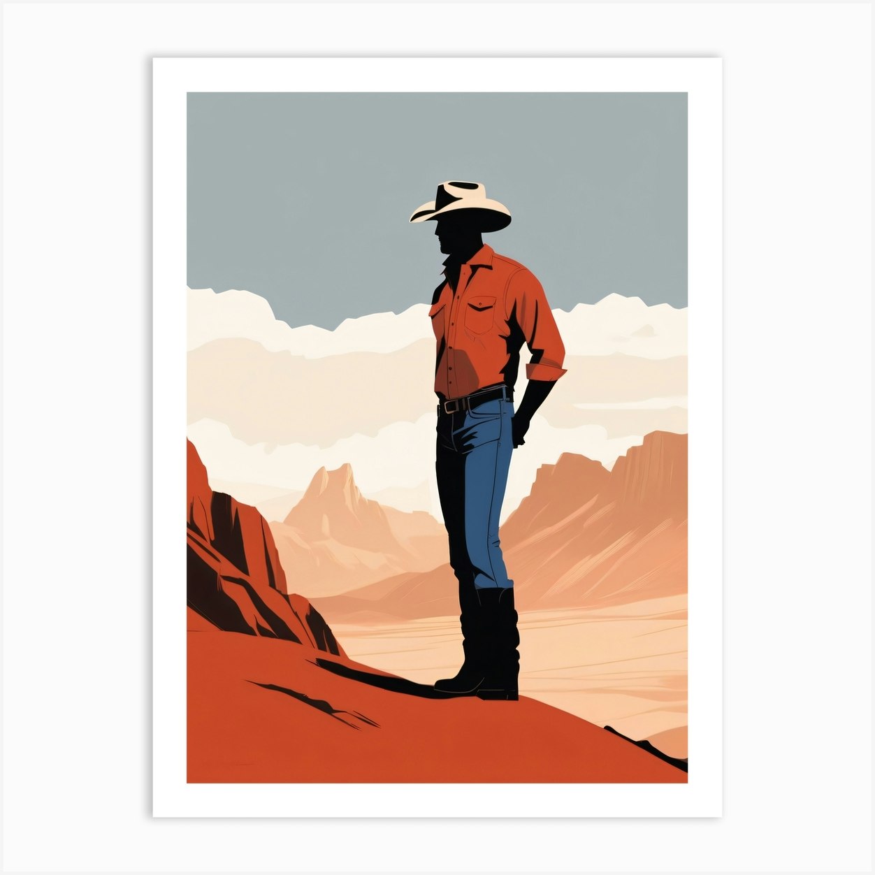 Desert Cowboy Stance Art Print by Gradient Grooves - Fy