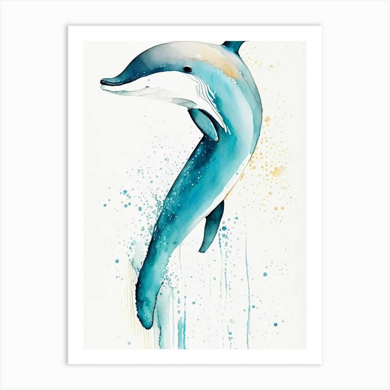 Atlantic Spotted Dolphin Minimilist Watercolour (1) Art Print by The ...