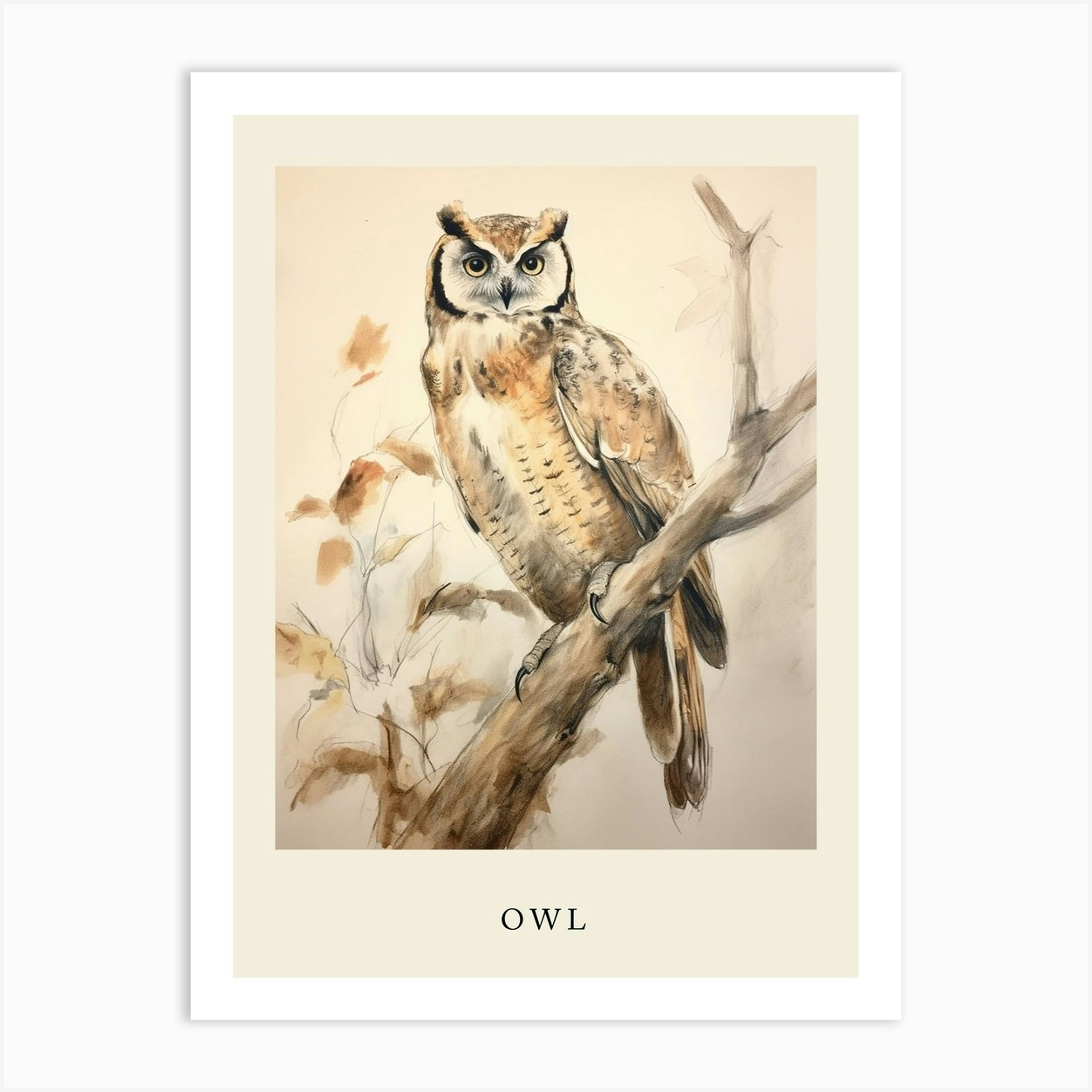 Beatrix Potter Inspired Animal Watercolour Owl 2 Art Print by Scribble ...