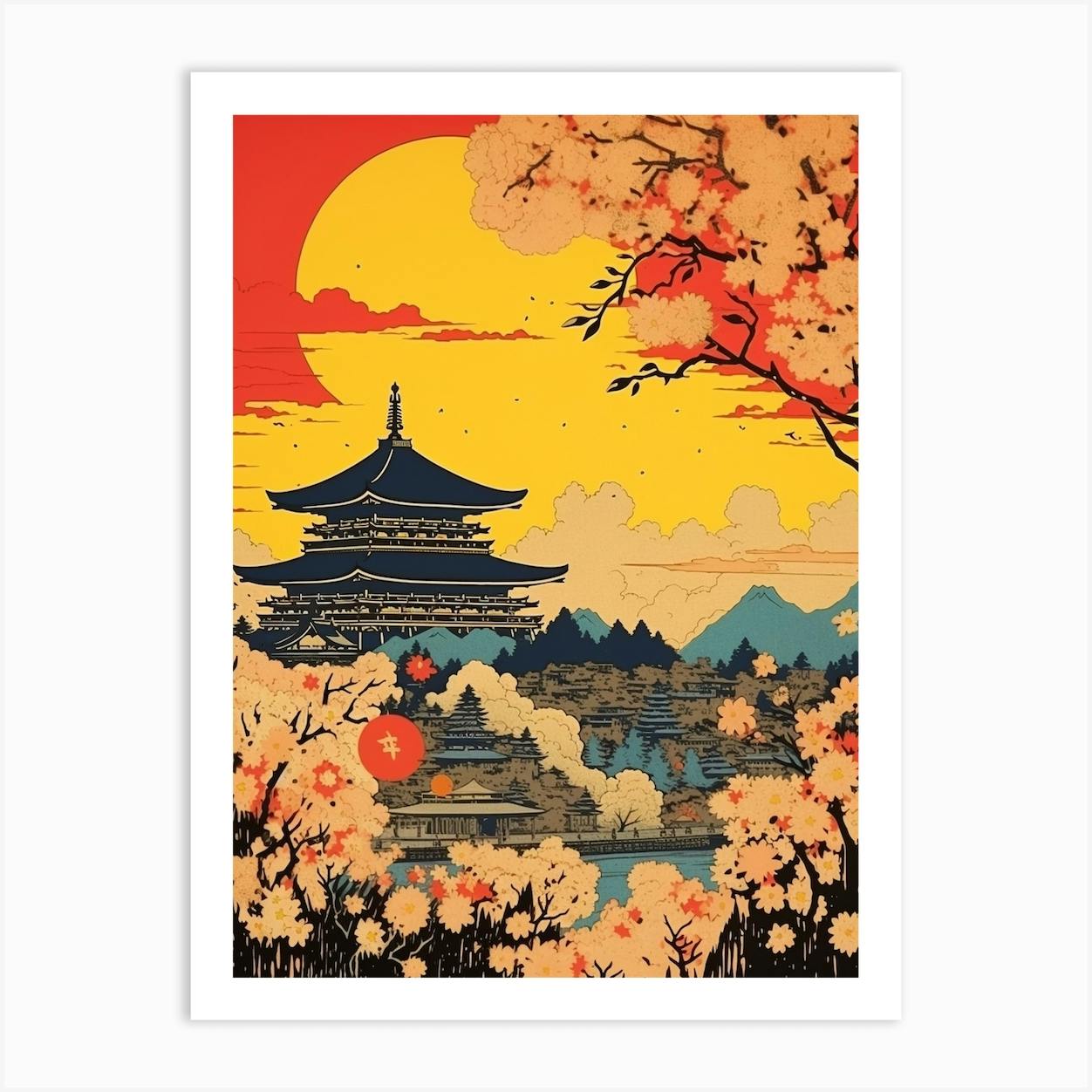 Hiroshima Castle Modern Decor for Wall Hiroshima City fashion Print Canvas Japan Travel Art Japan Painting on Canvas Hiroshima Artwork