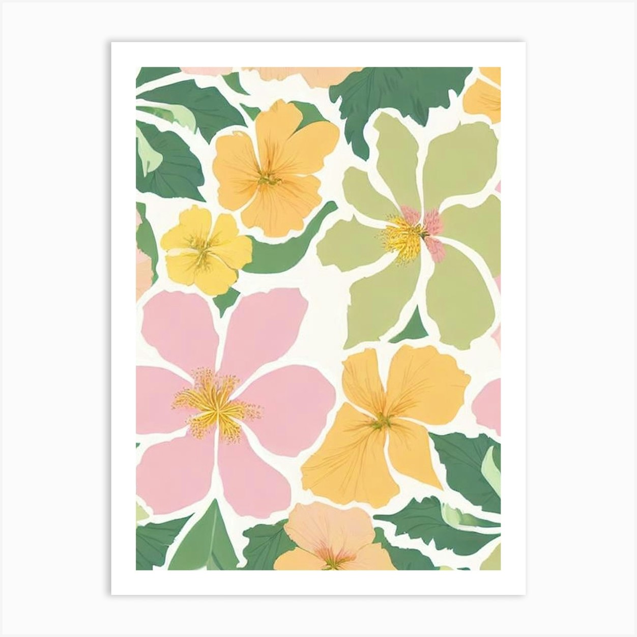 Hibiscus Pastel Floral 1 Flower Art Print by The Artsy Florist - Fy