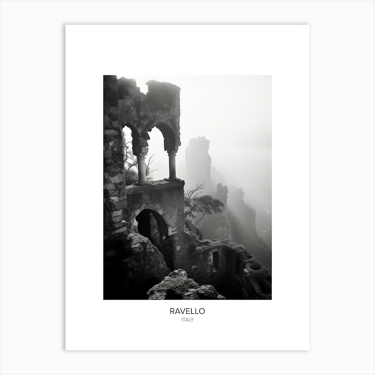 Poster Of Ravello Italy Black And White Photo 1 Art Print By