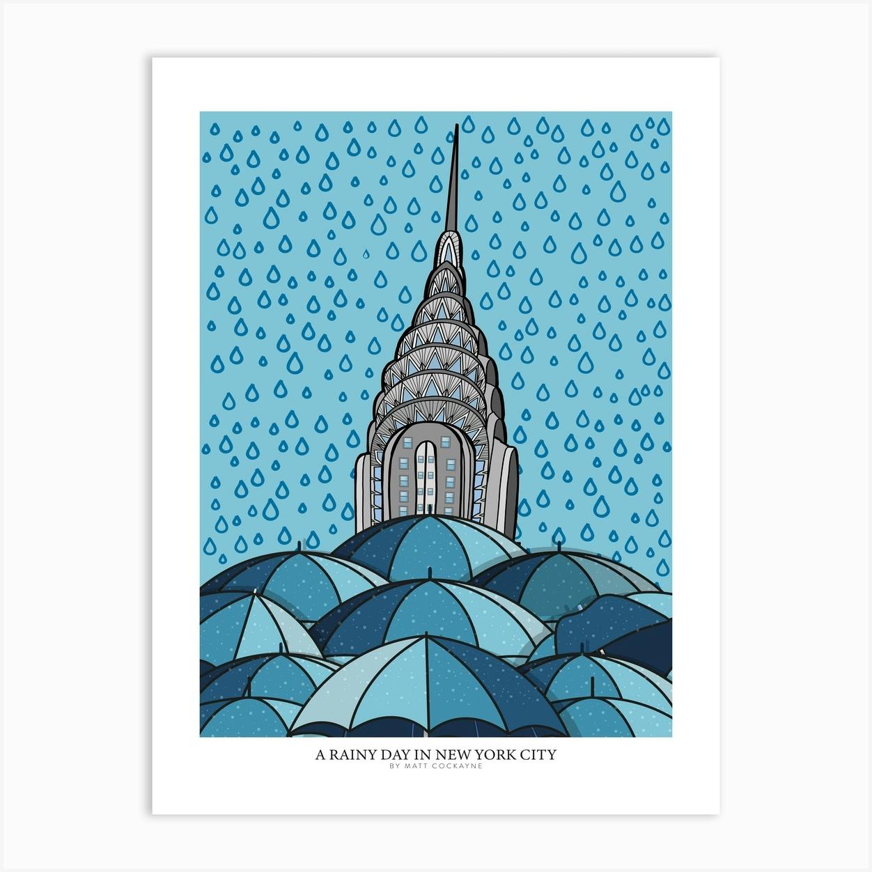 A Rainy Day In New York City Text Version 9600p X 7200p Art Print By ...