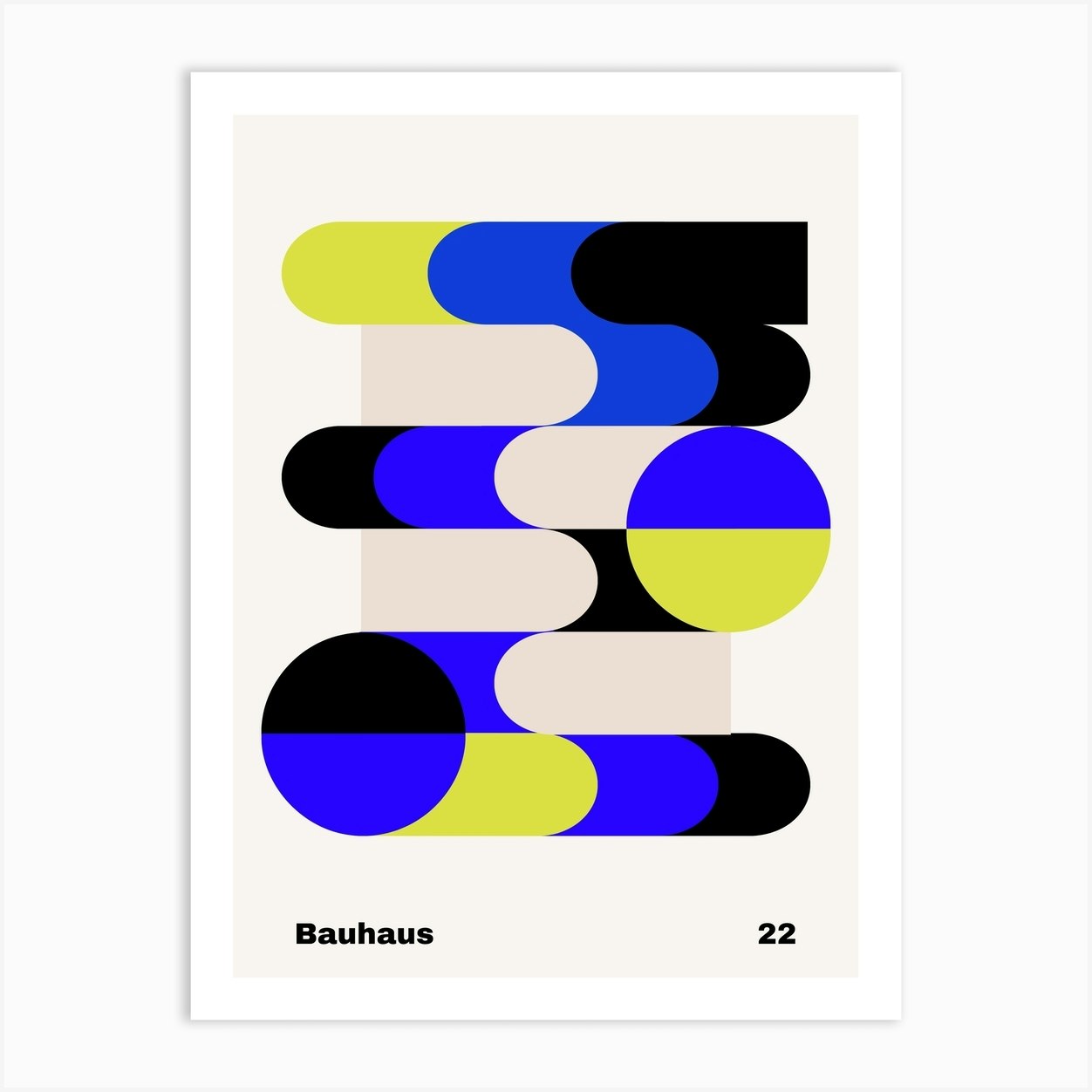 Geometric Bauhaus Poster Electric Blue 22 Art Print by Vivid Pear - Fy
