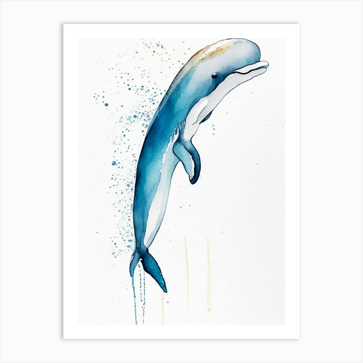 Heaviside S Dolphin Minimilist Watercolour (4) Art Print by The Fish ...