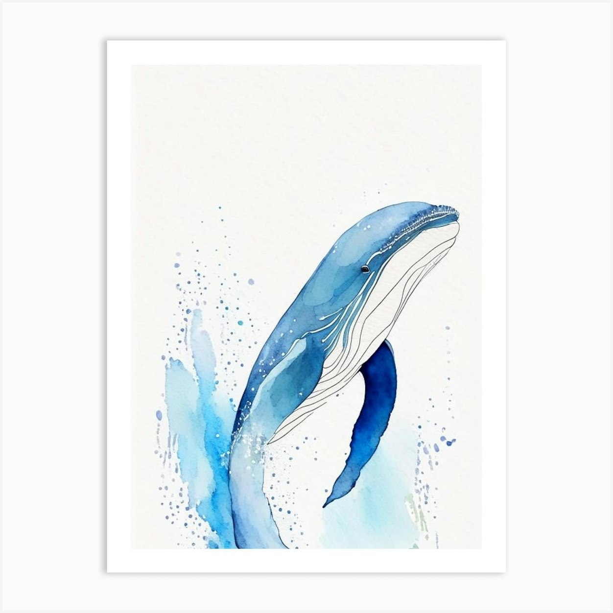 Southern Bottlenose Whale Minimilist Watercolour (3) Art Print by The ...