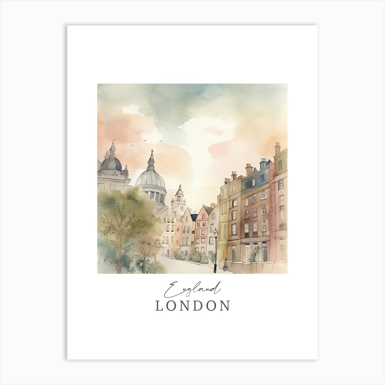England London Storybook 2 Travel Poster Watercolour Art Print by