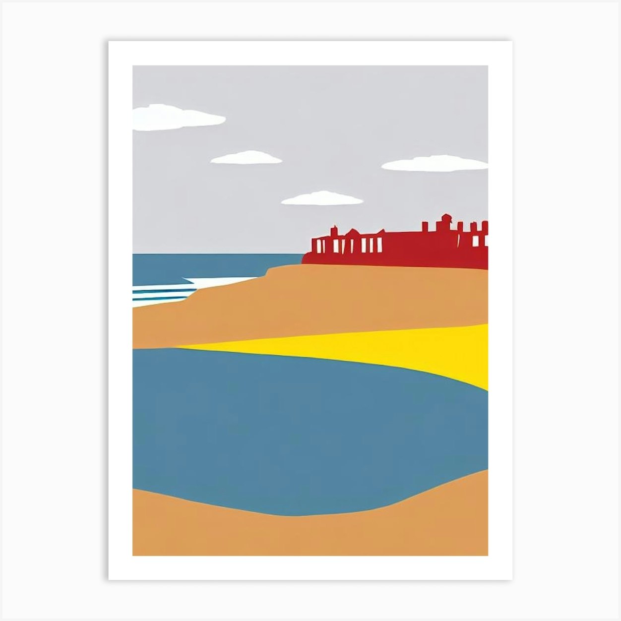 Broadstairs Beach Kent Midcentury Art Print by Seaside Nostalgia - Fy