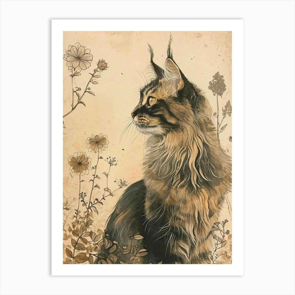 ARTCANVAS Maine Coon 2024 Cat Breed Canvas Art Print