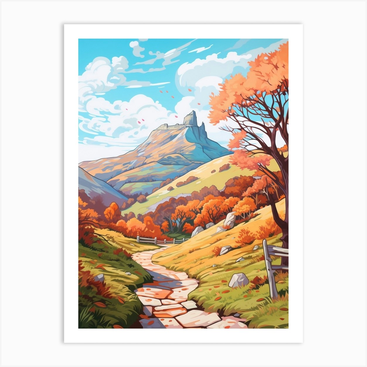 Snowdonia National Park Wales 3 Hike Illustration Art Print by ...