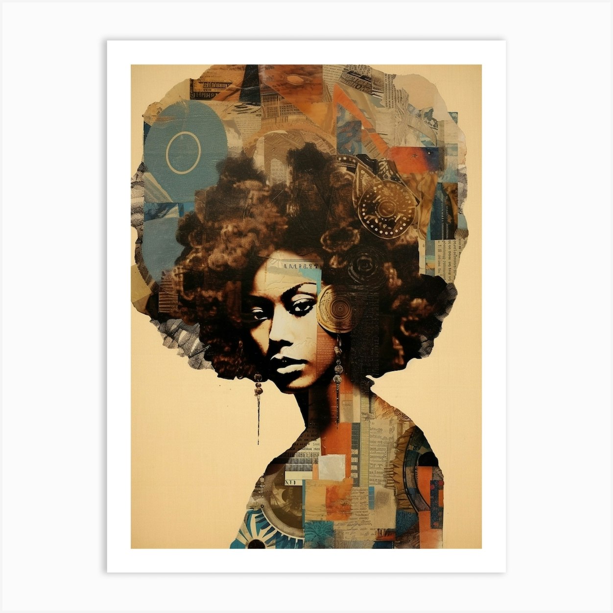 Afro Collage Portrait 16 Art Print by AfroFusion - Fy