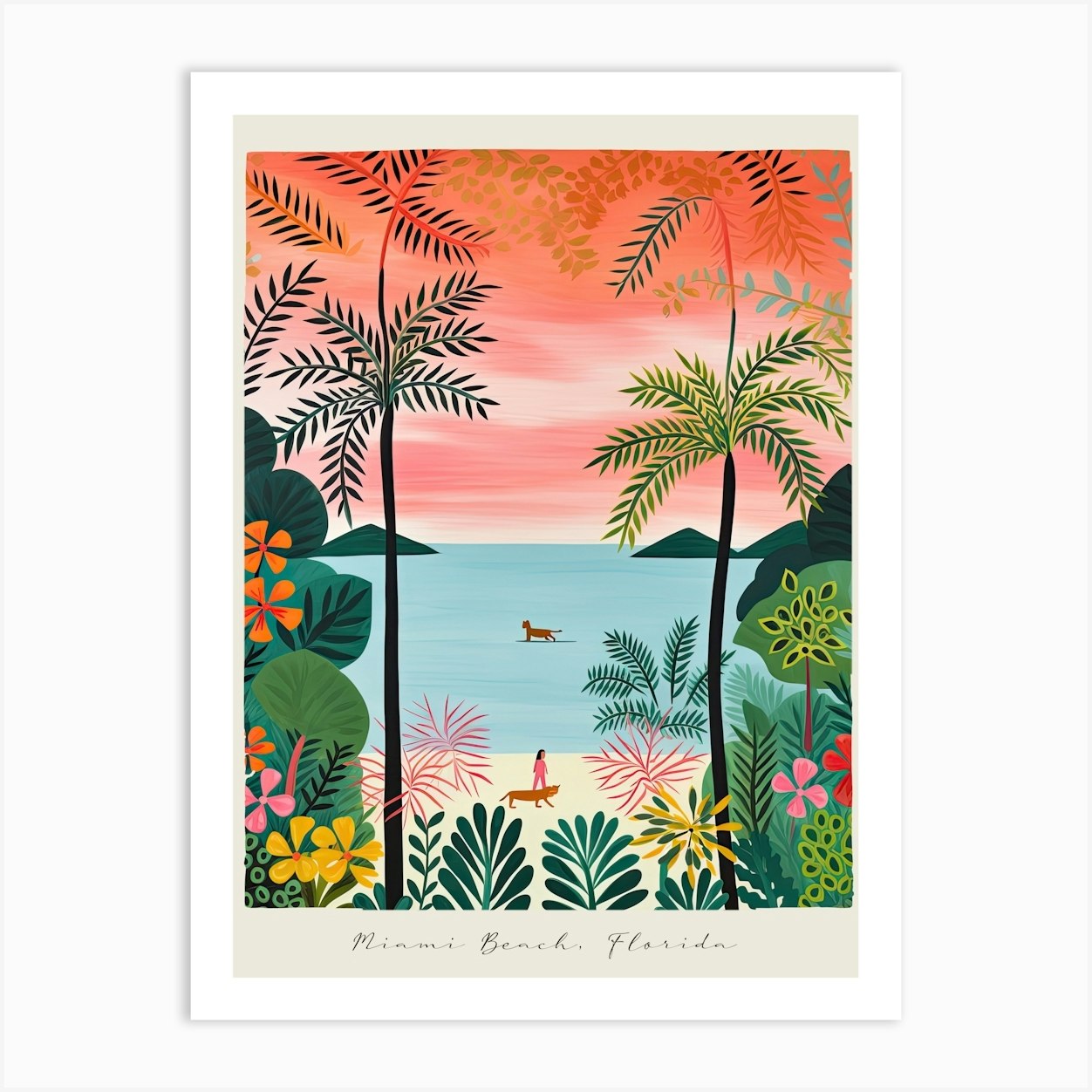 Poster Of Miami Beach, Florida, Matisse And Rousseau Style 7 Art Print ...