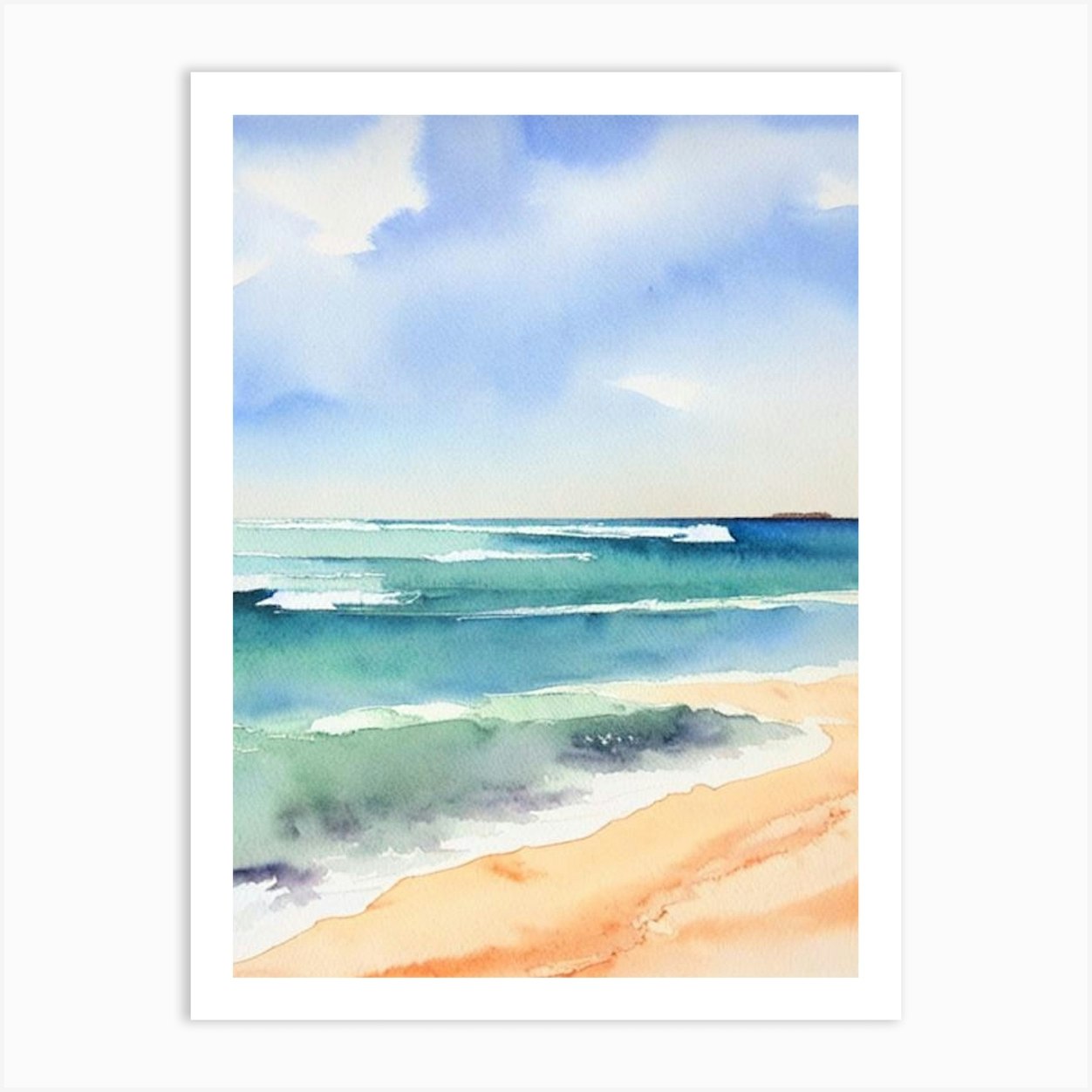 Yallingup Beach, Australia Watercolour Art Print by Sand & Surf Prints - Fy