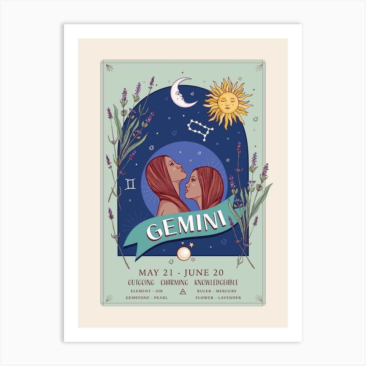 Zodiac Sign Gemini Art Print By Angie Spurgeon Fy 2854