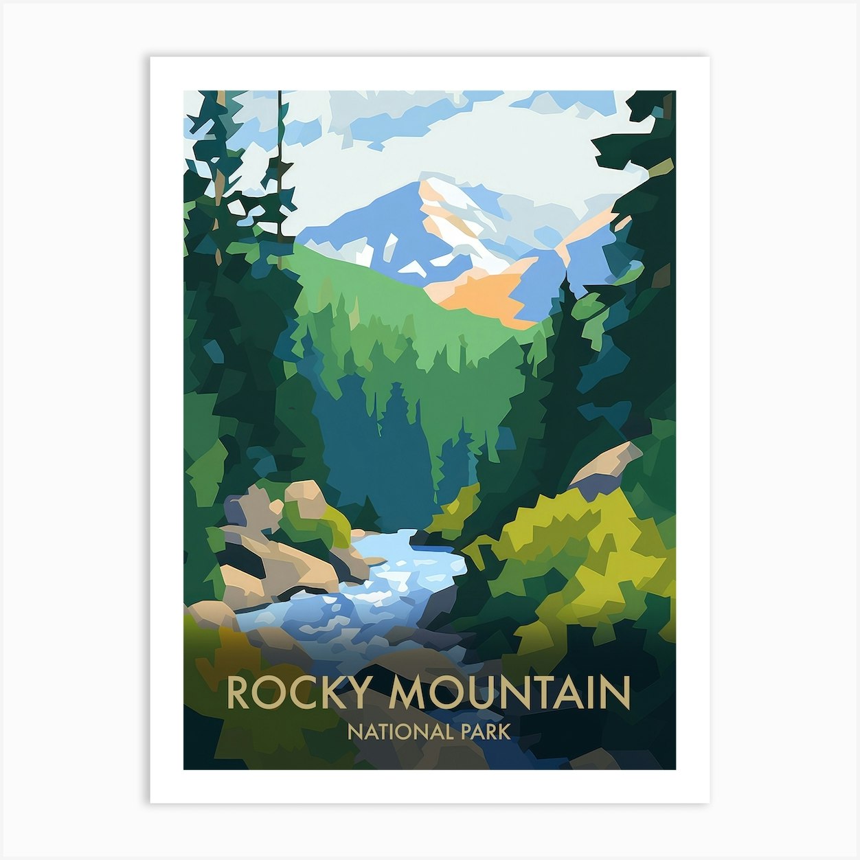 Rocky Mountain National Park Matisse Style Vintage Travel Poster 4 Art ...