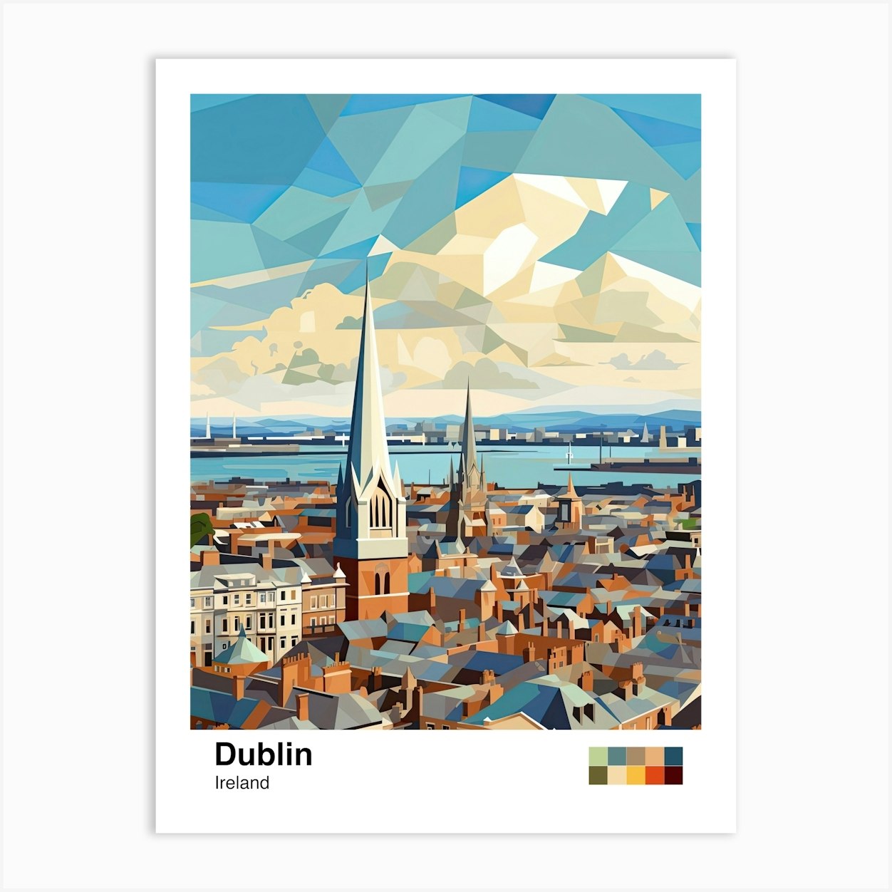 Dublin, Ireland, Geometric Illustration 2 Poster Art Print by Geometric