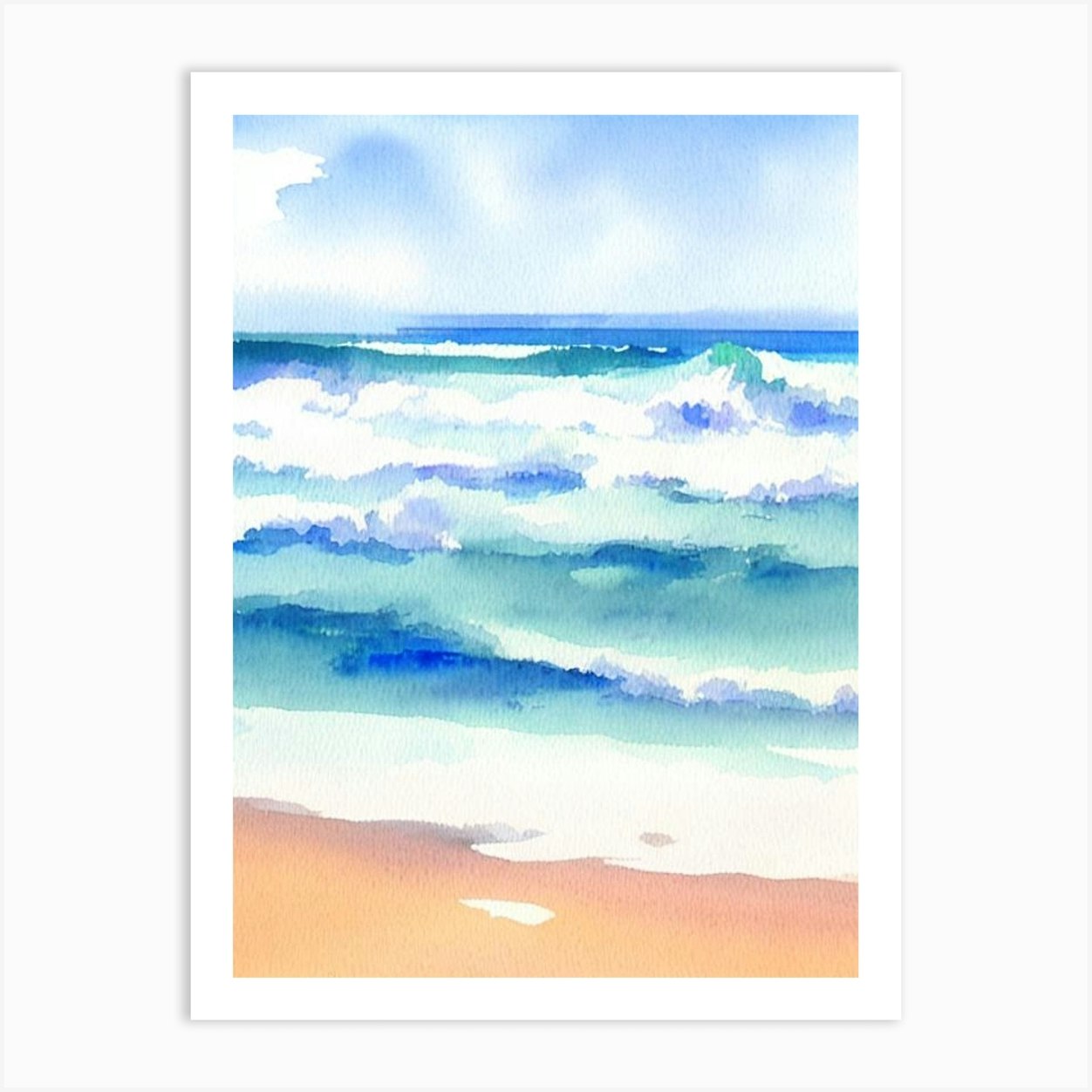 Mooloolaba Beach 2, Australia Watercolour Art Print by Sand & Surf ...