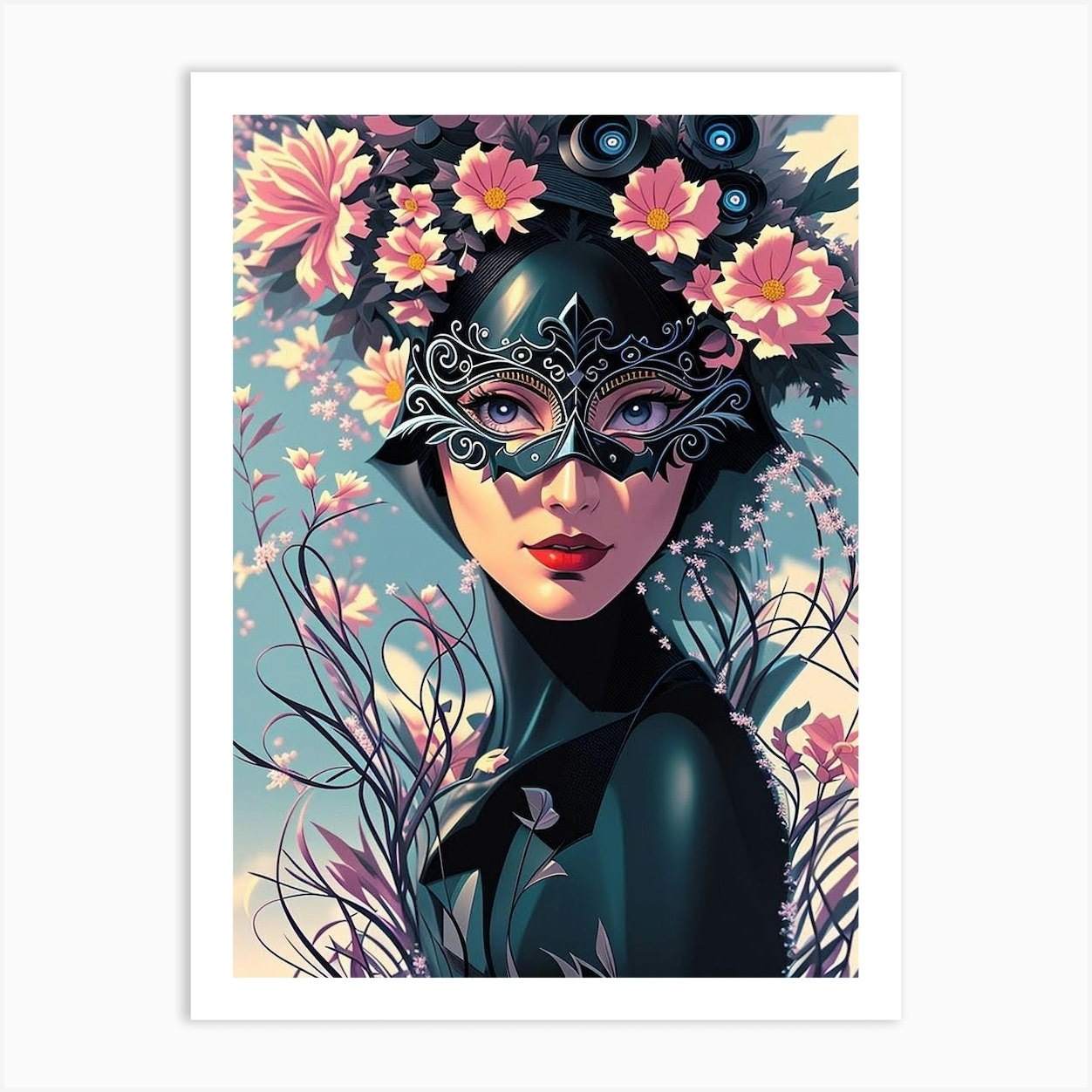 Woman In A Mask Art Print by Fantasy Creations Fy