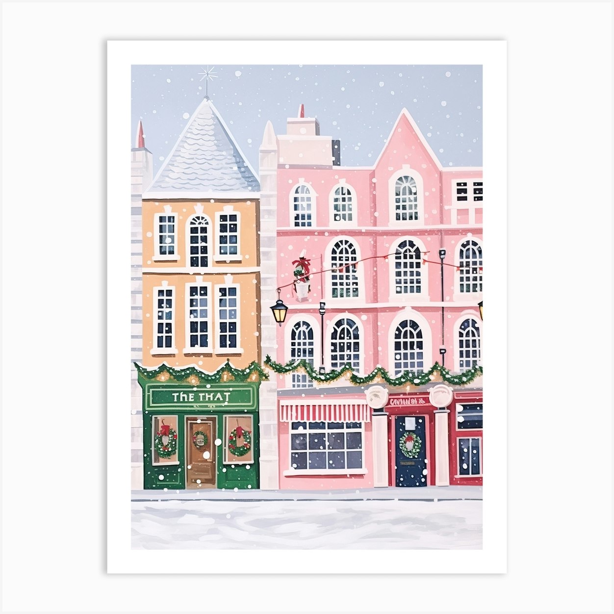 Dublin Ireland Travel Christmas Painting Art Print by Mambo Fy