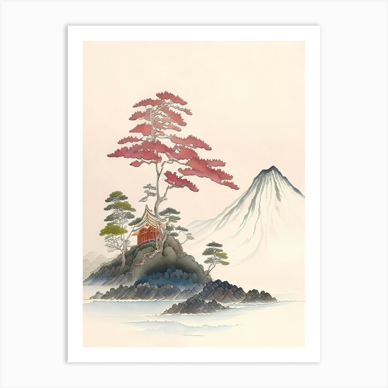 Vintage Japanese Landscape Painting Art Print by AngelsArt - Fy