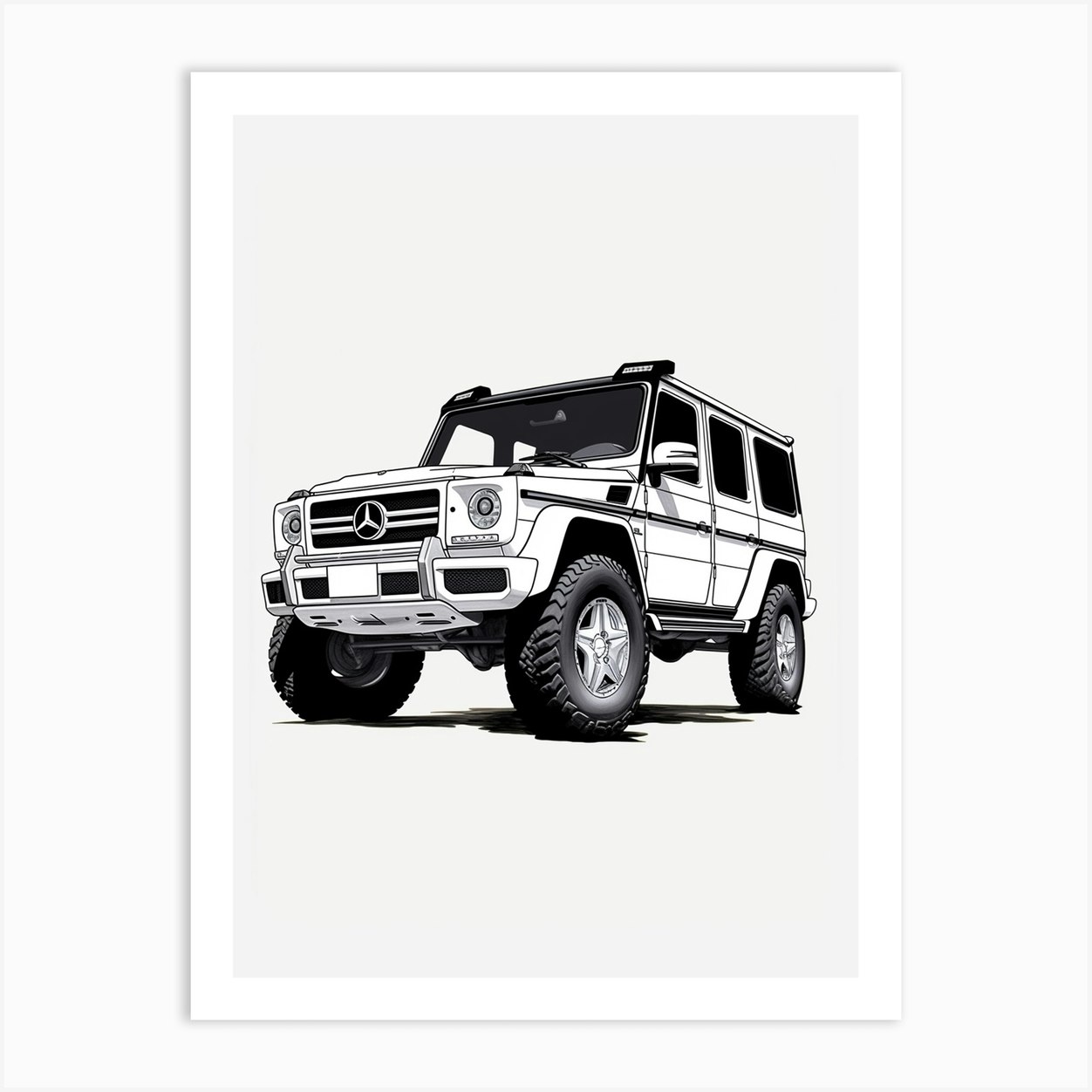 Mercedes Benz G Wagon Line Drawing 6 Art Print by RetroRides Gallery - Fy