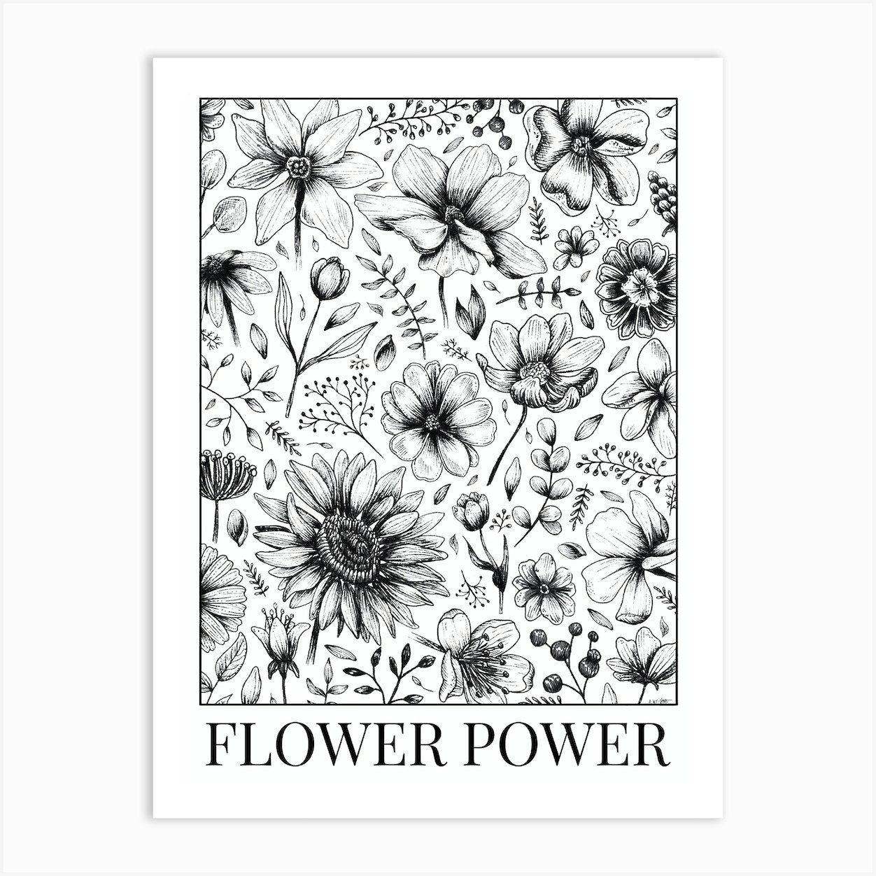Fineliner Flower Power Art Print by ARTTBYANNIE - Fy
