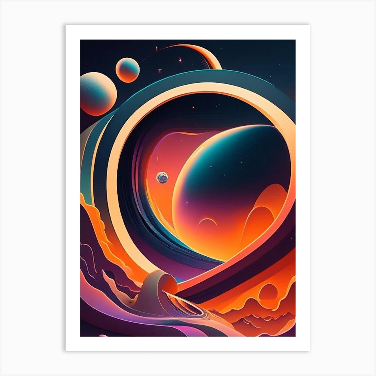 Space Time Comic Space Art Print by Outer Space Fy