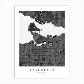 Vancouver Canada Minimal Black Mono Street Map Canvas Print by ...