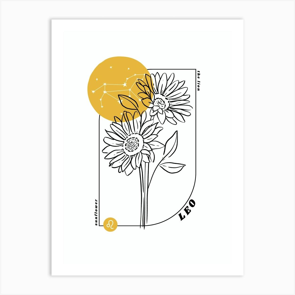 Leo Birth Flower Zodiac Sign Art Print