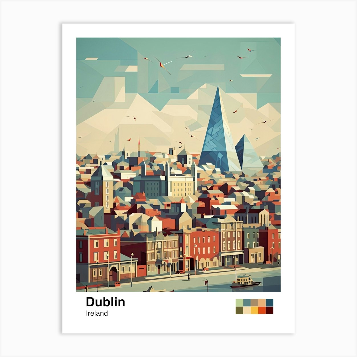 Dublin, Ireland, Geometric Illustration 3 Poster Art Print by Geometric