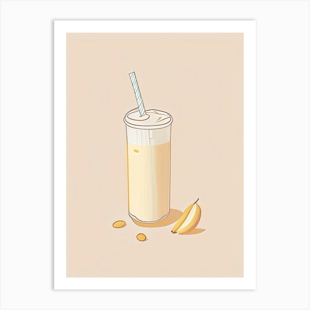 Almond Milkshake Dairy Food Minimal Line Drawing 3 Art Print by The ...