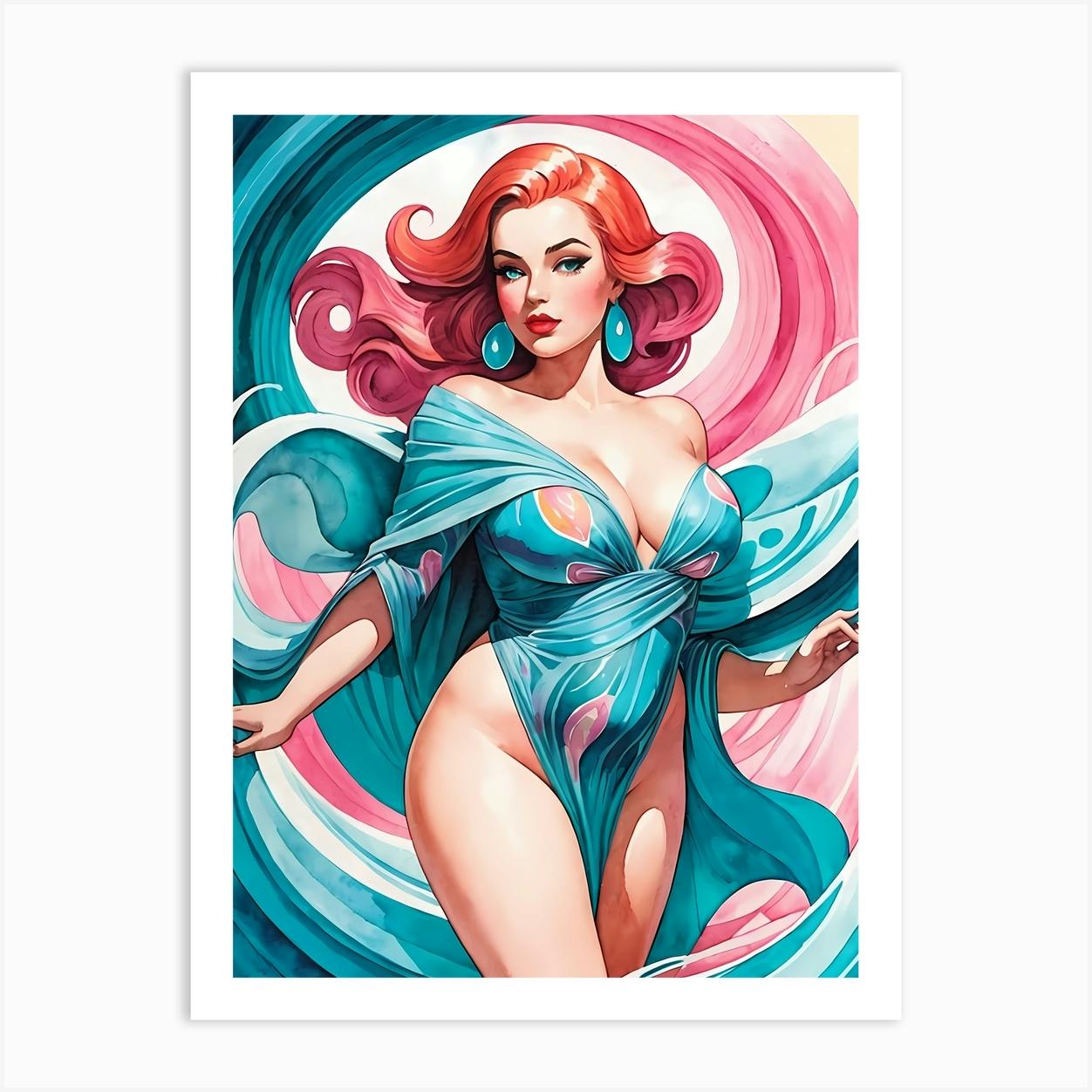 Portrait Of A Curvy Woman Wearing A Sexy Costume 30 Art Print