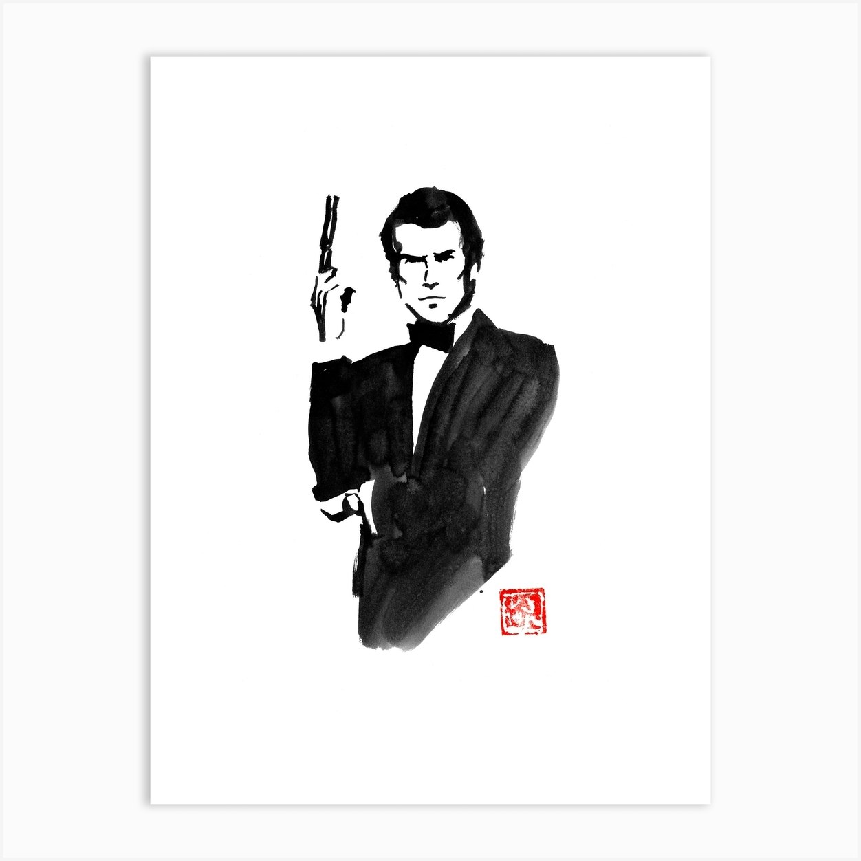 James Bond Pierce Brosnan Art Print by Pechane Sumie - Fy