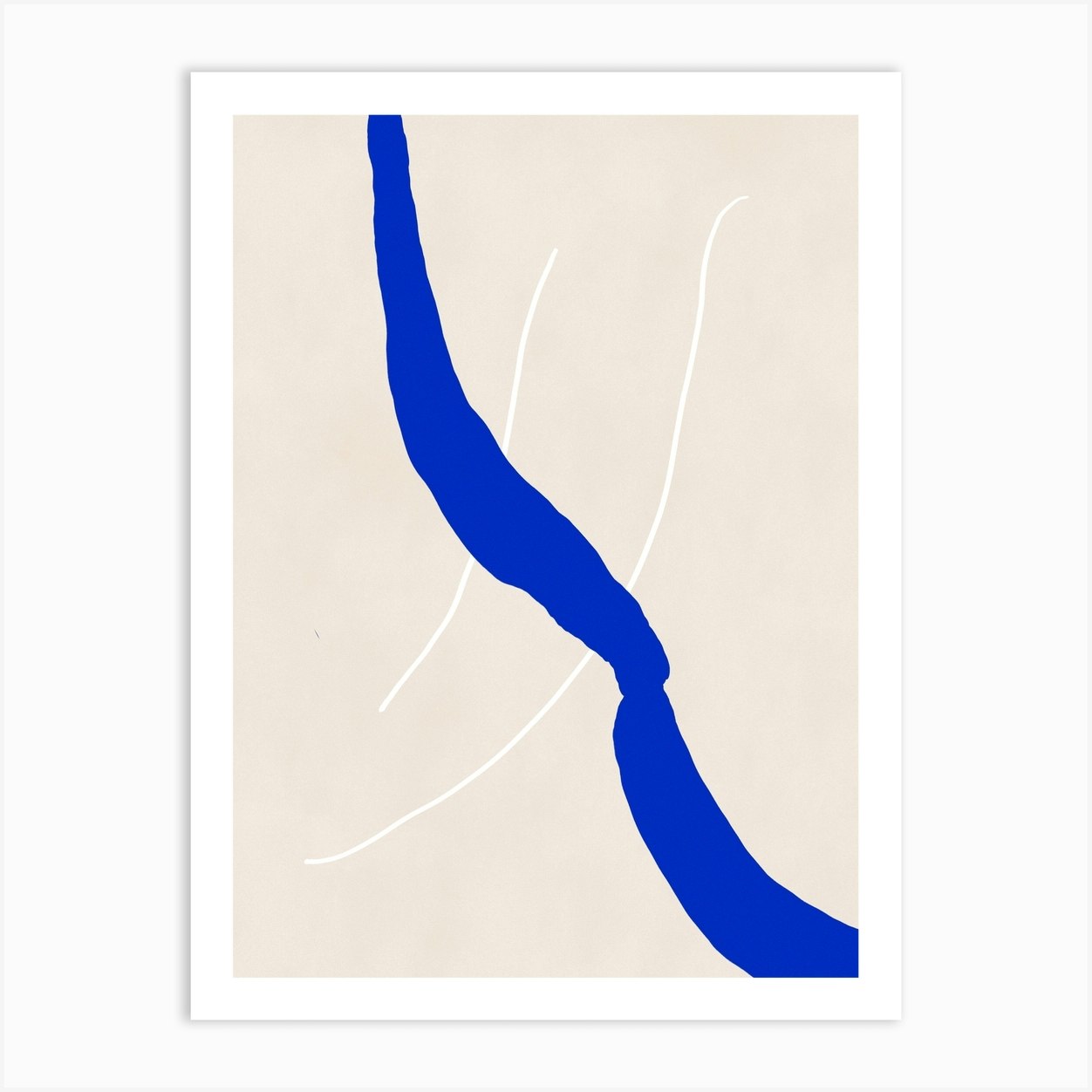 Abstract Blue Line Art Print by Forn Studio Fy