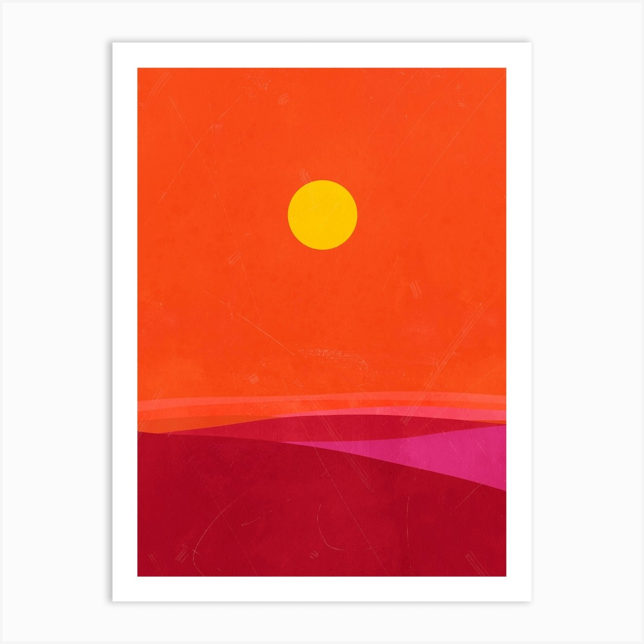 Abstract Landscape Painting Yellow Sun Art Print by The Finch Studio - Fy