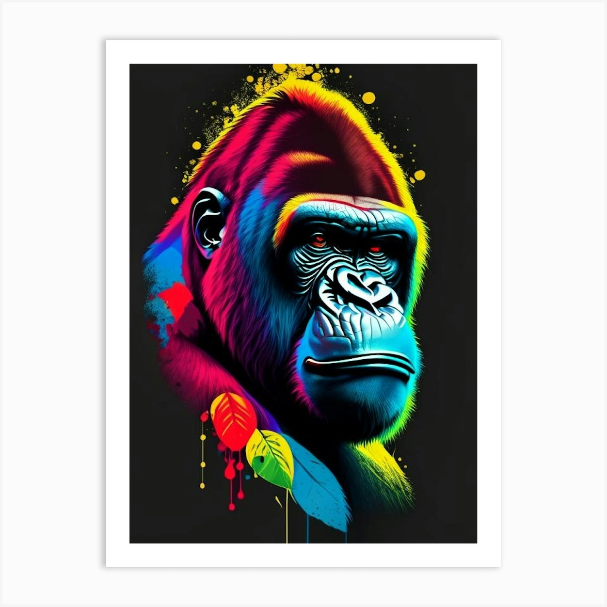 Gorilla With Confused Face Gorillas Tattoo 1 Art Print by Primate ...