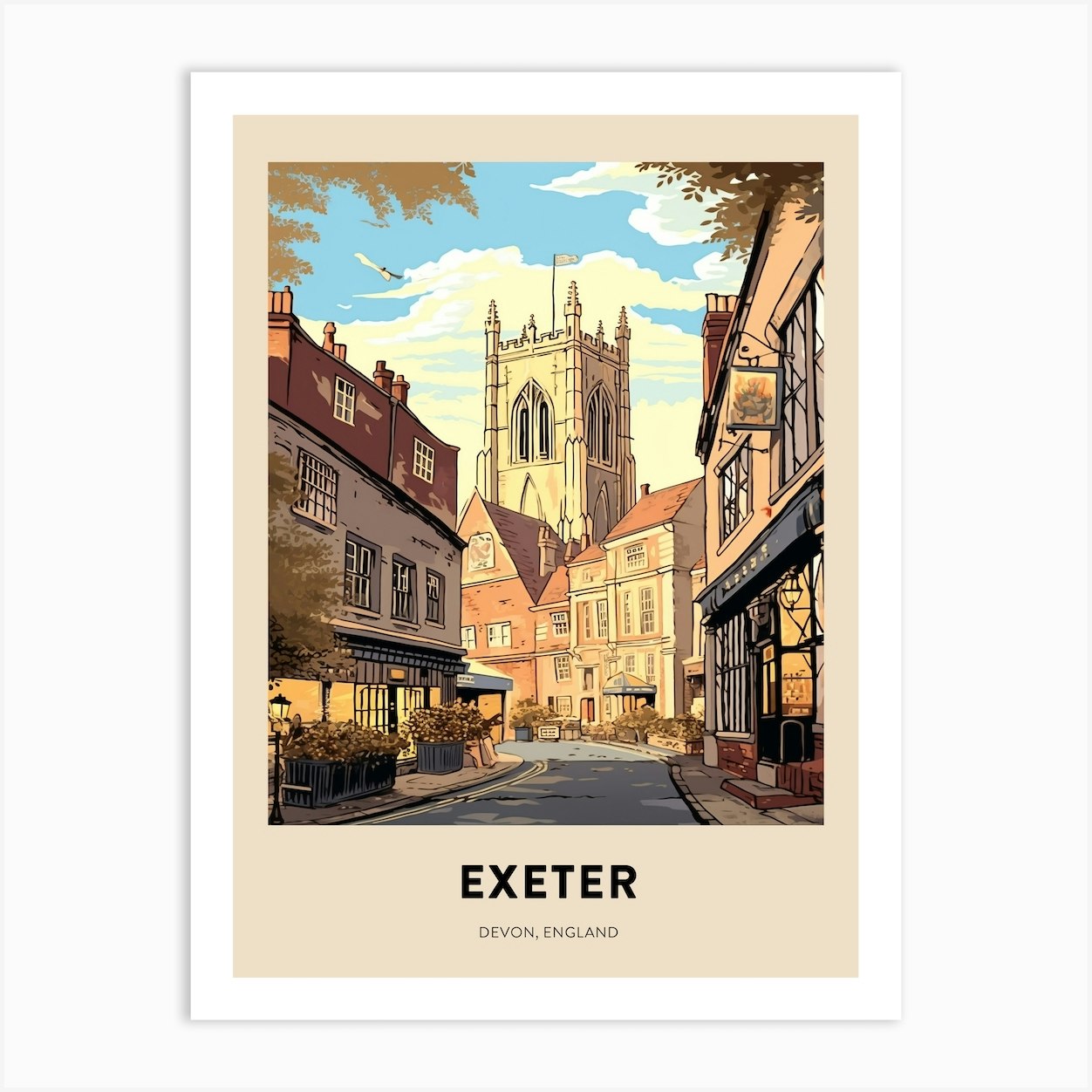 Devon Vintage Travel Poster Exeter 2 Art Print by Travel Poster