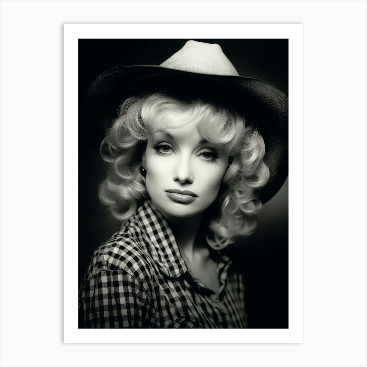 Black And White Dolly Parton Art Print by Retro West - Fy