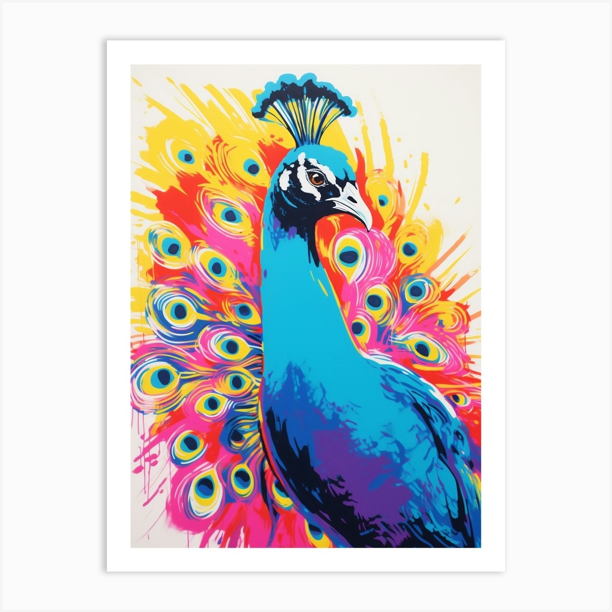 Andy Warhol Style Bird Peacock 2 Art Print by Feathered Muse - Fy