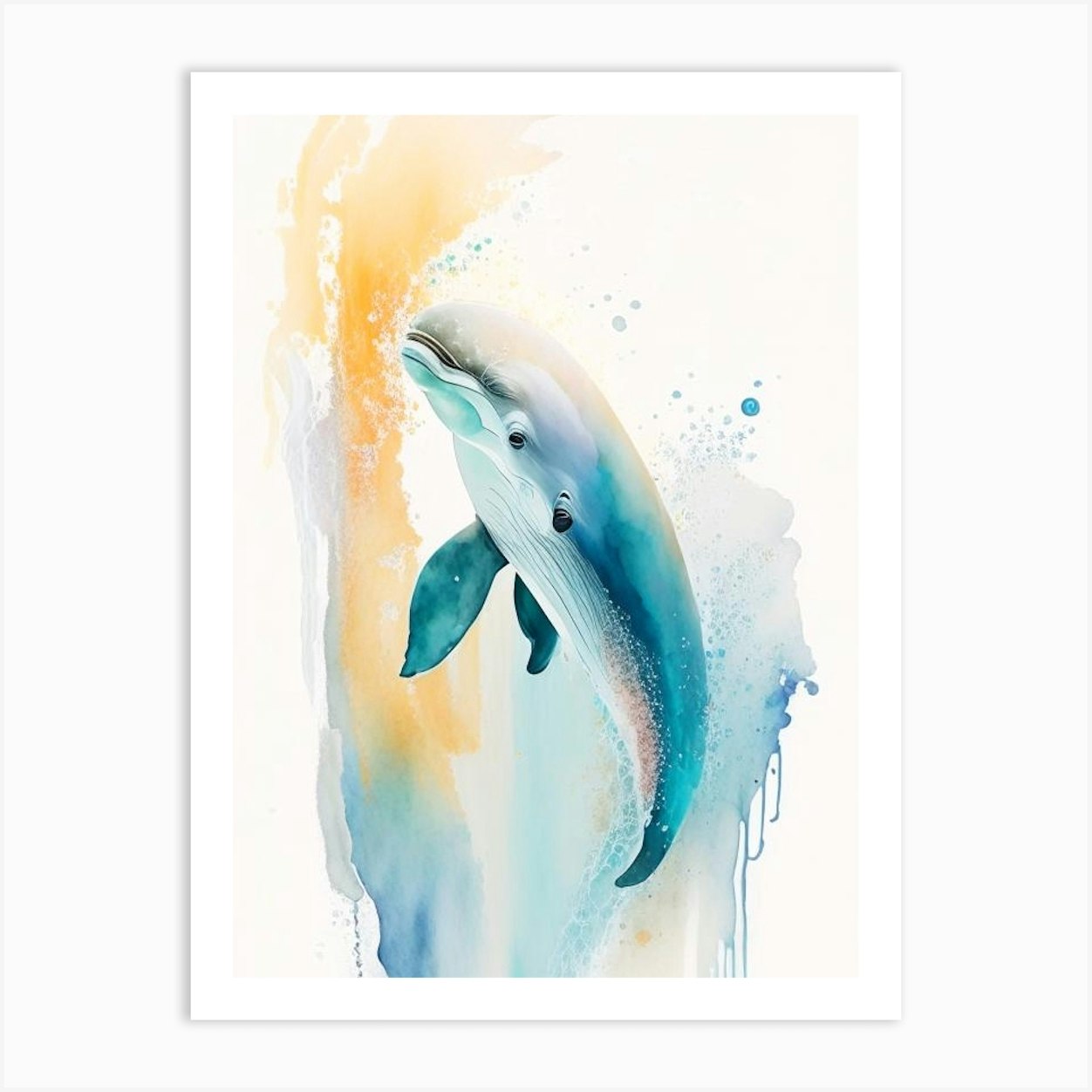 Irrawaddy Dolphin Storybook Watercolour (1) Art Print by The Fish ...