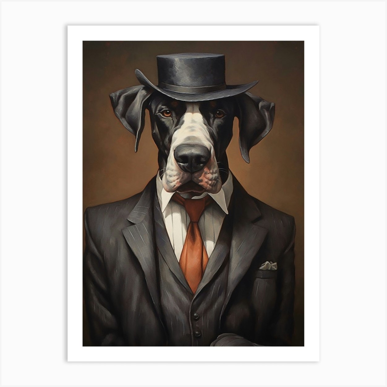 Gangster Dog Great Dane 3 Art Print by Woof and Whiskers - Fy