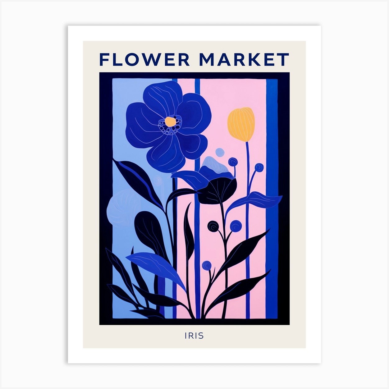 Blue Flower Market Poster Iris 1 Art Print by Botanic Studio - Fy