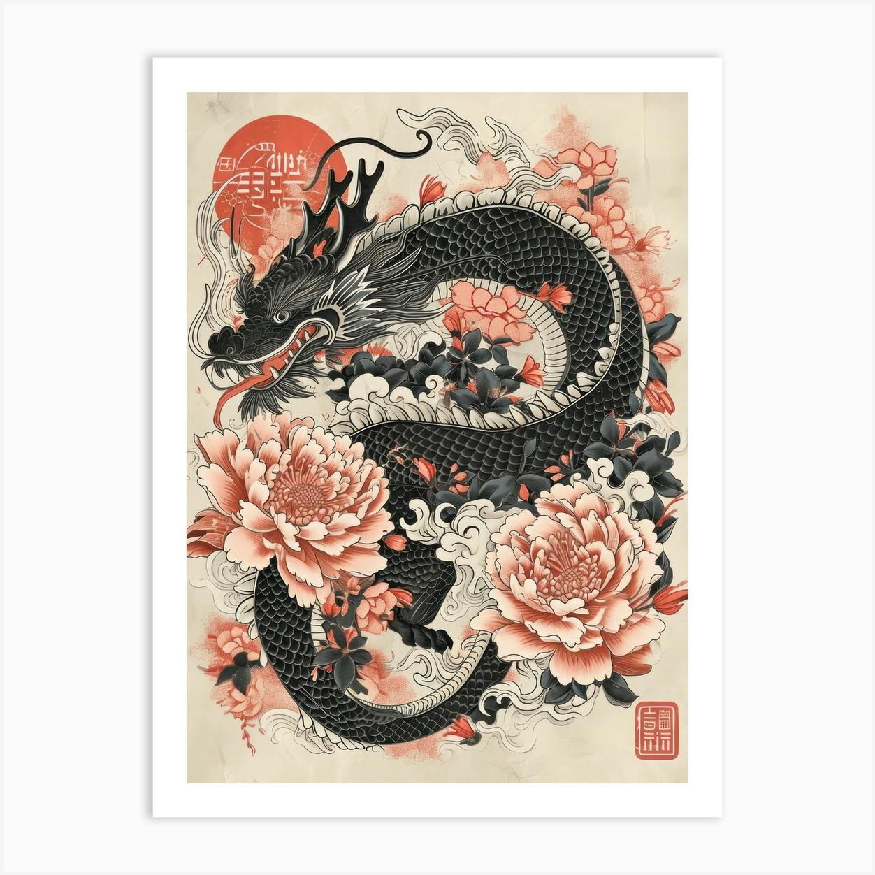 Lunar Year Of The Dragon 2024 Red And Black Art Print By Mambo Fy   241f606f D226 456f A0cf 6365184ace07 