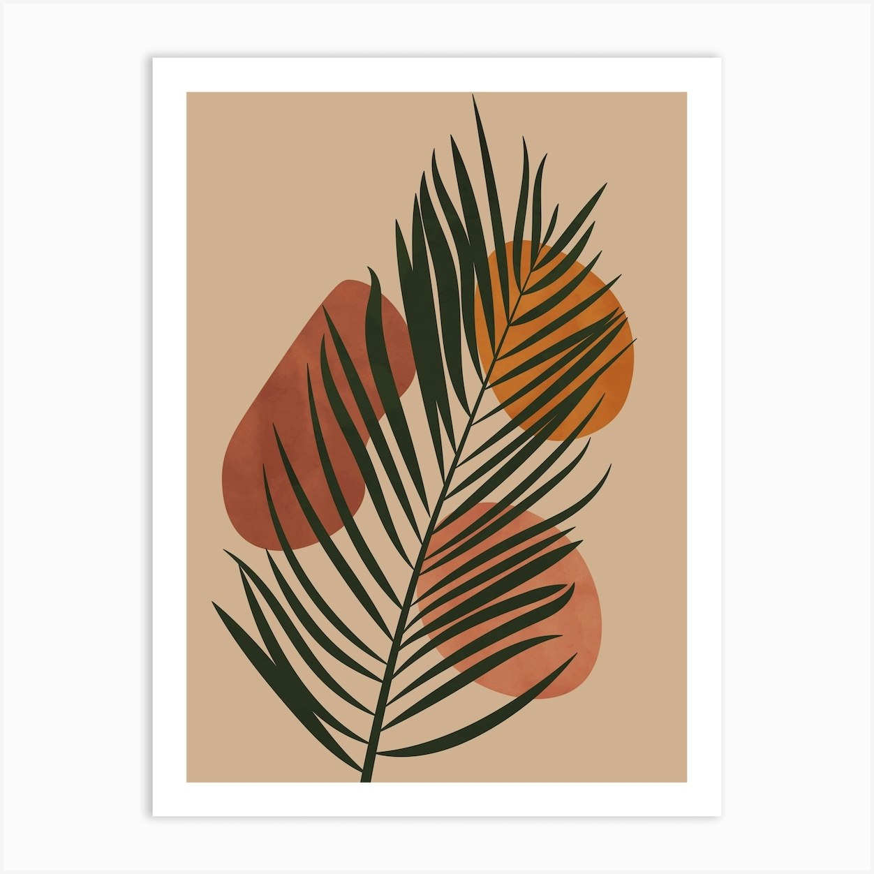 Palm Leaf Boho Earthy Tones Art Print by Technicolorable - Fy