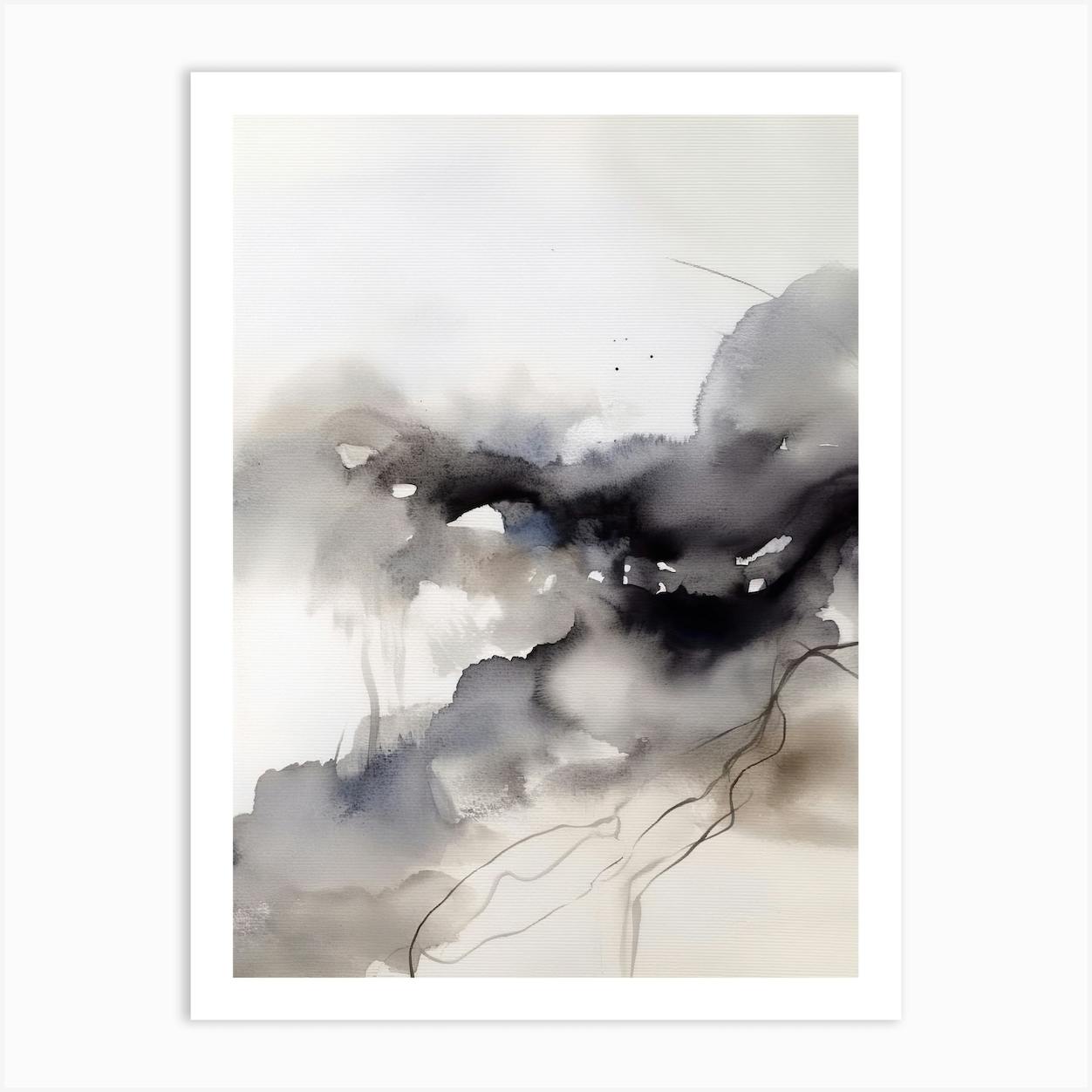 Good Black and white abstract - watercolors painting, print on canvas, abstract print, black and white art, abstract art