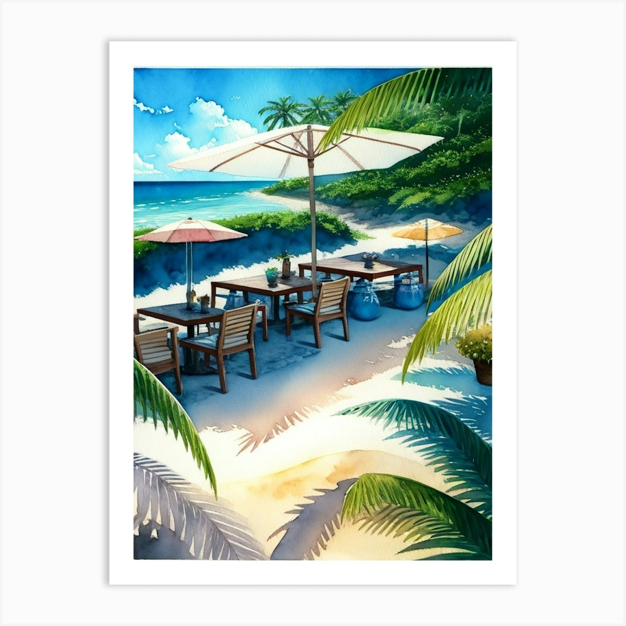 Restaurant On The Beach Art Print By Redbeard19d Fy