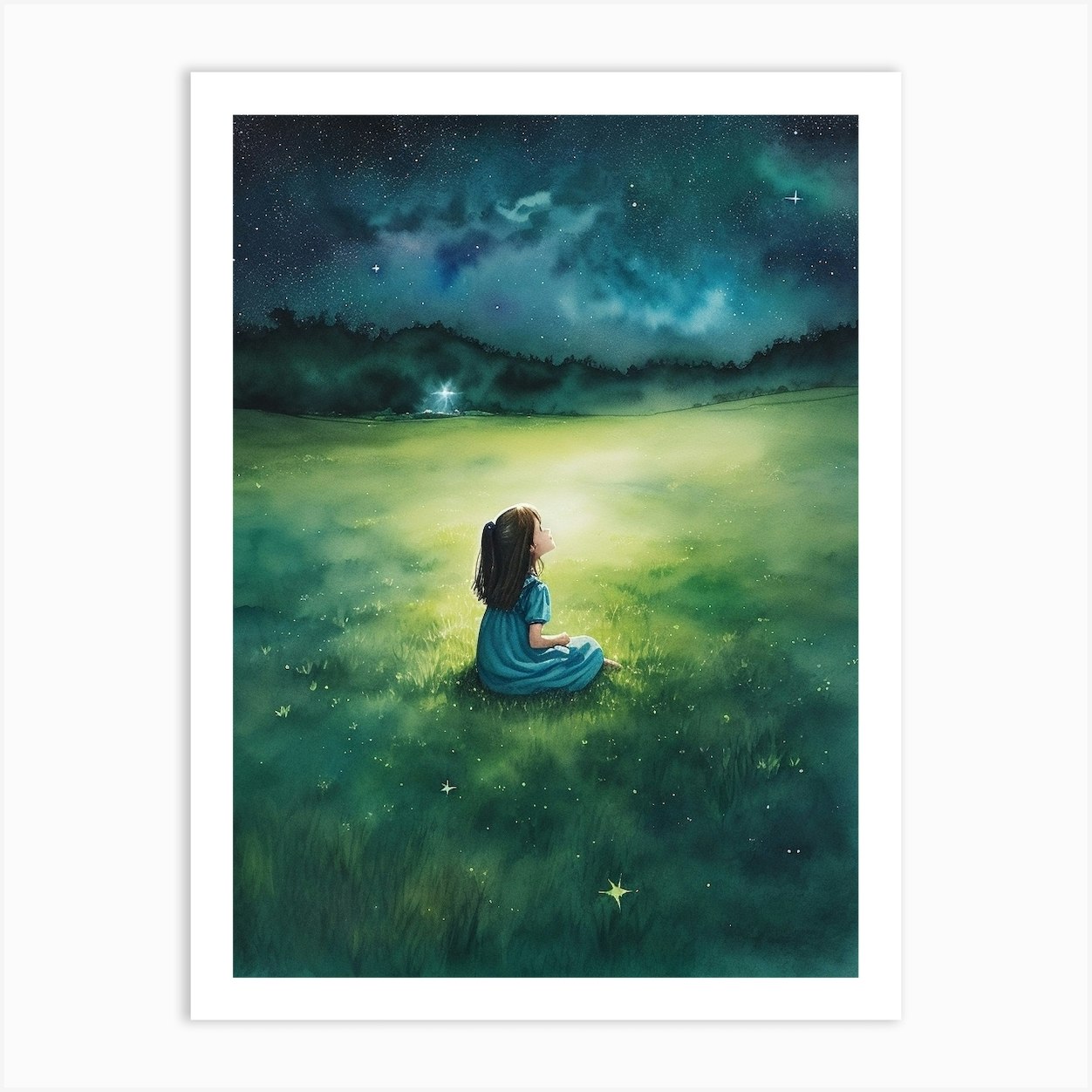 Stargazing Girl Art Print by mary anto - Fy