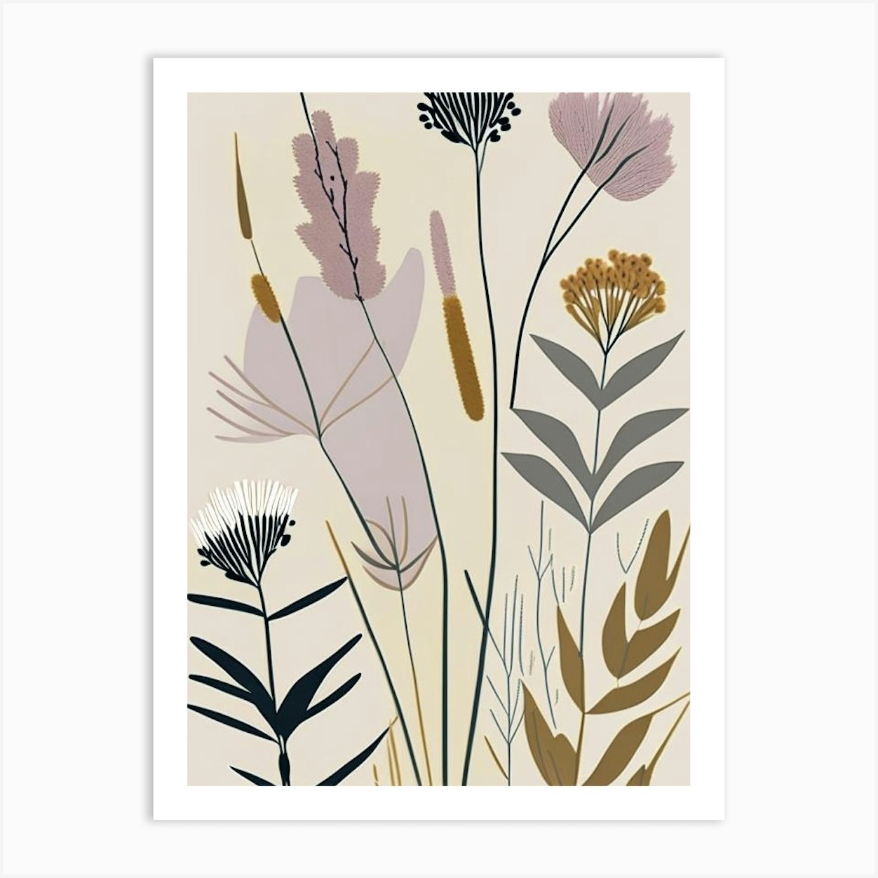 Prairie Clover, Wildflower Modern Muted Colours Art Print by Wildflower ...